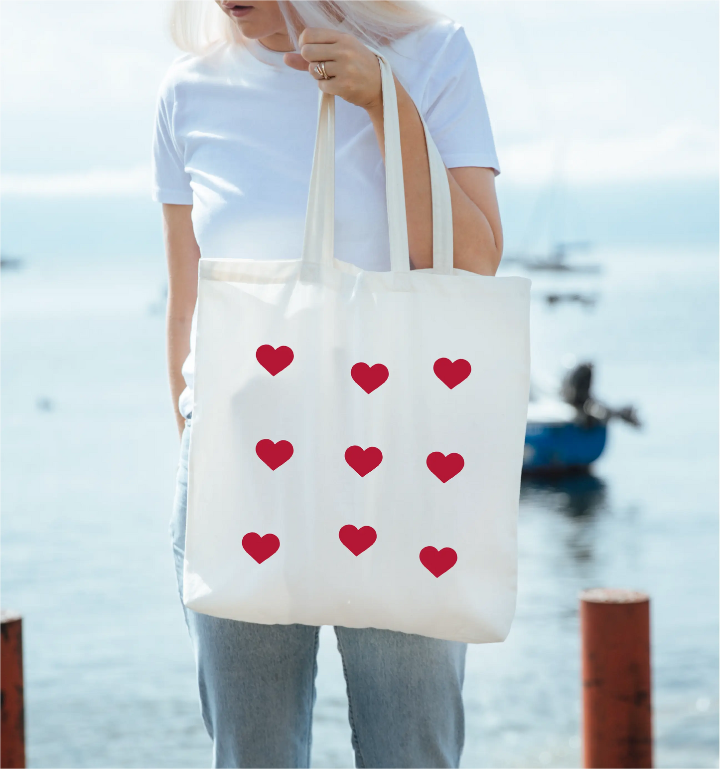Hearts Canvas Tote Bag