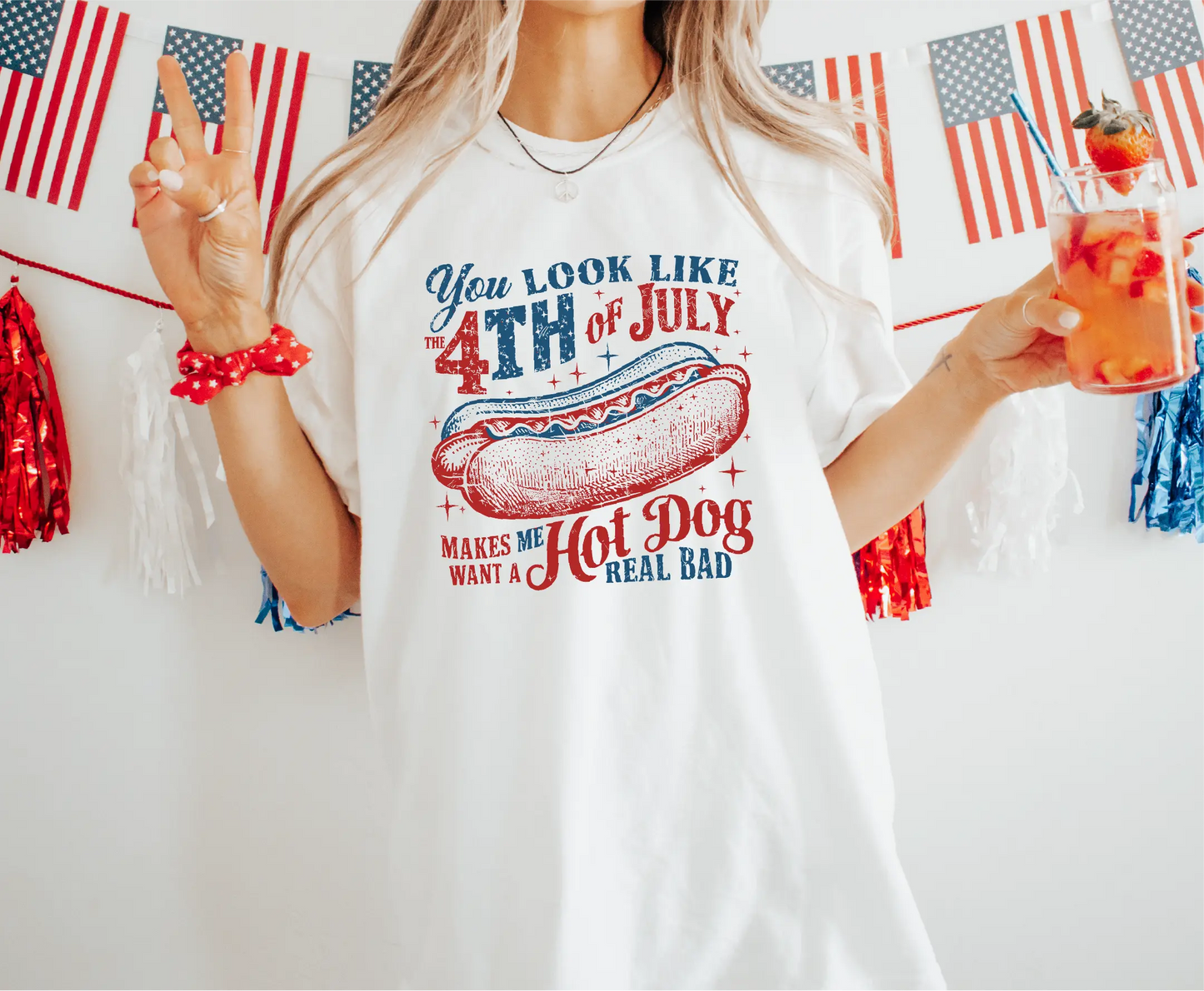4th of July Hot Dog Comfort Colors T-Shirt