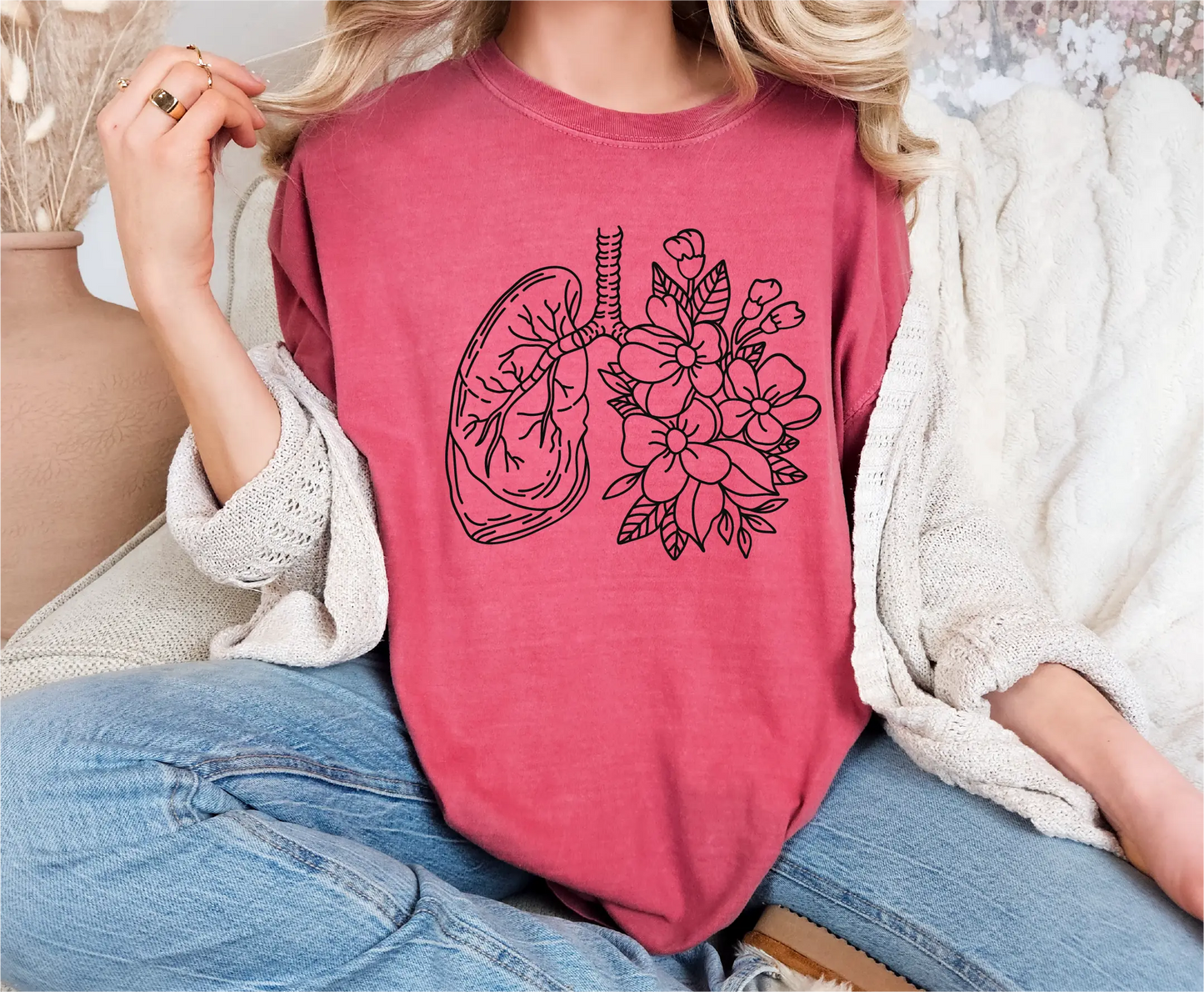 Floral Lungs Comfort Colors T-Shirt