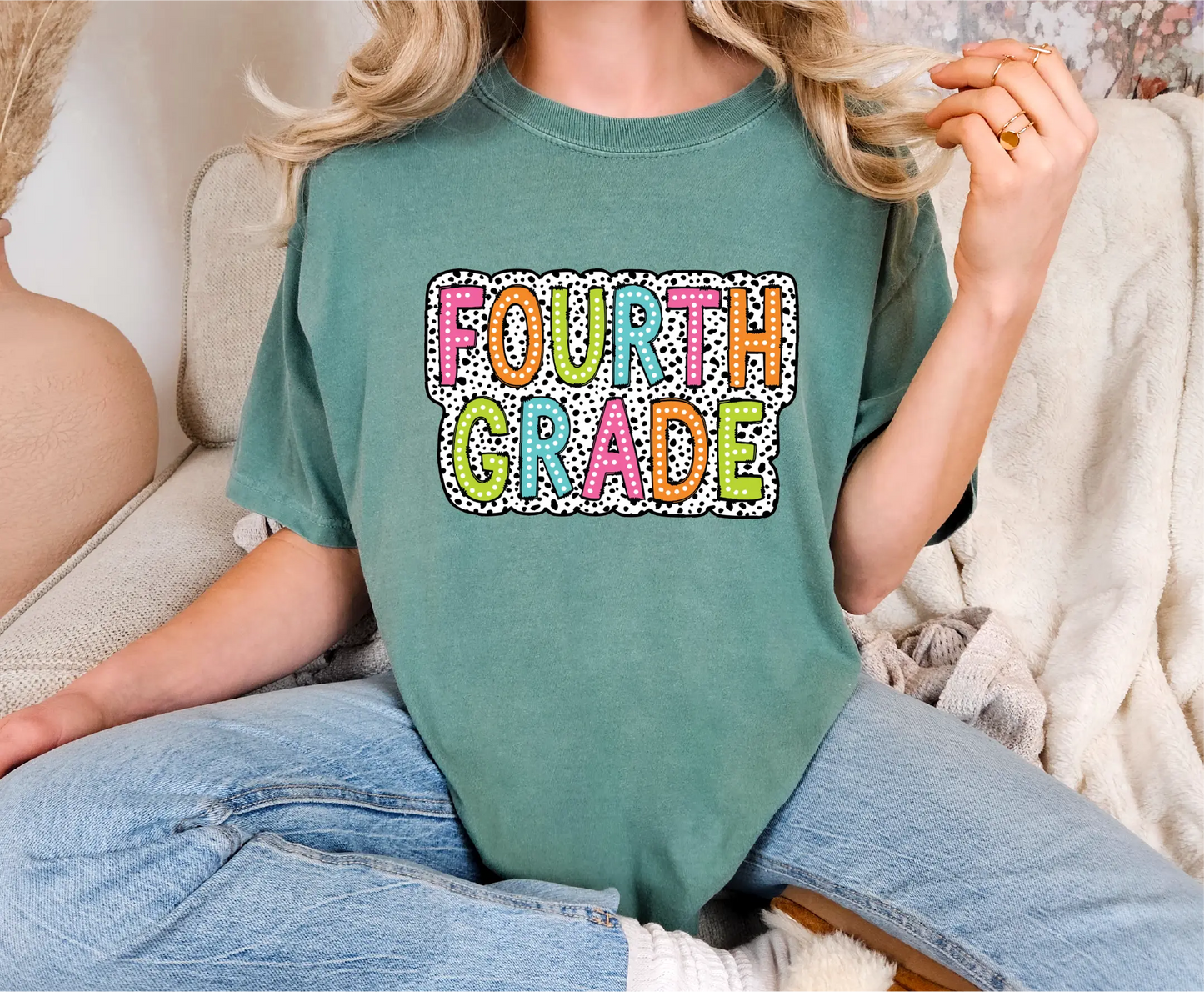Fourth Grade Teacher Dalmatian Comfort Colors T-Shirt