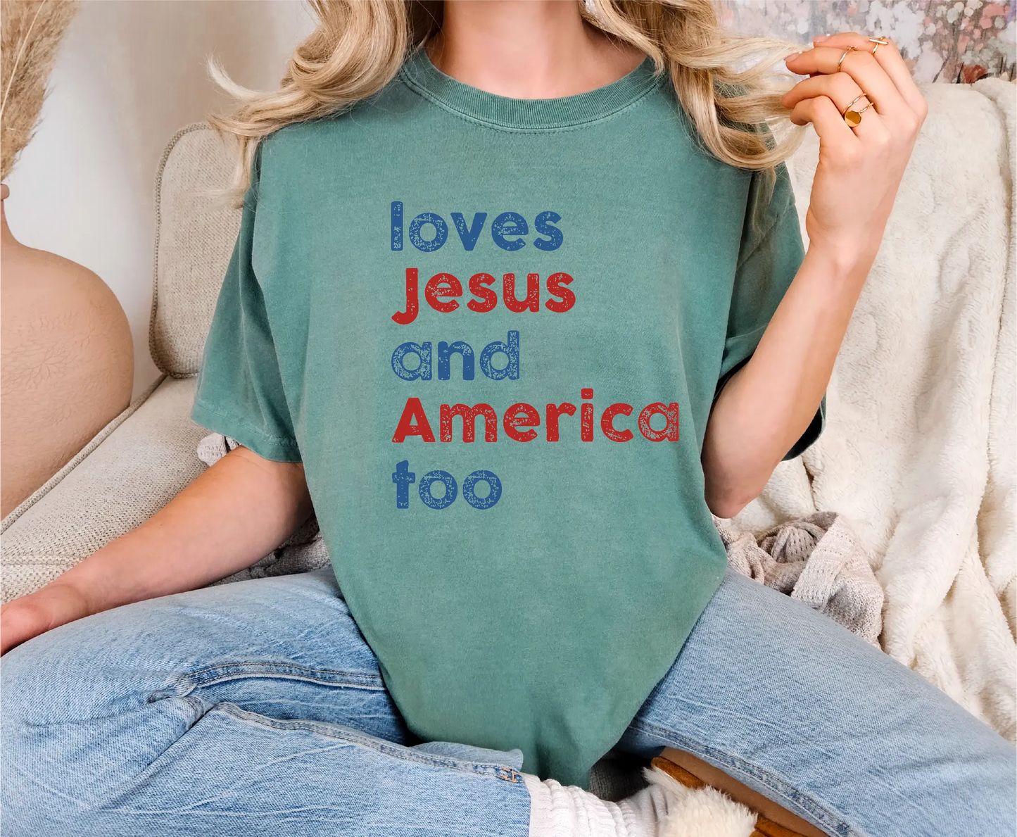 Loves Jesus and America Too Comfort Colors T-Shirt