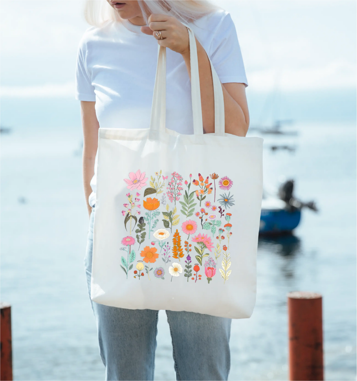 Floral Canvas Tote Bag