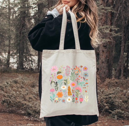 Floral Canvas Tote Bag