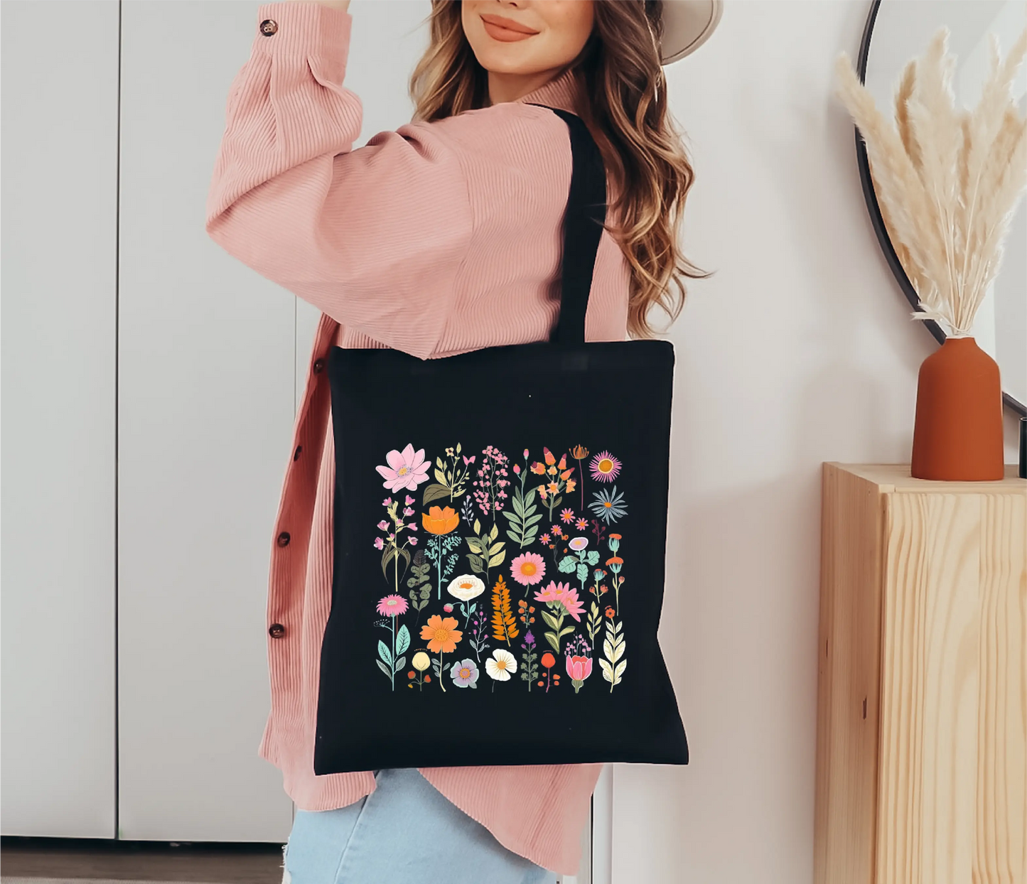 Floral Canvas Tote Bag