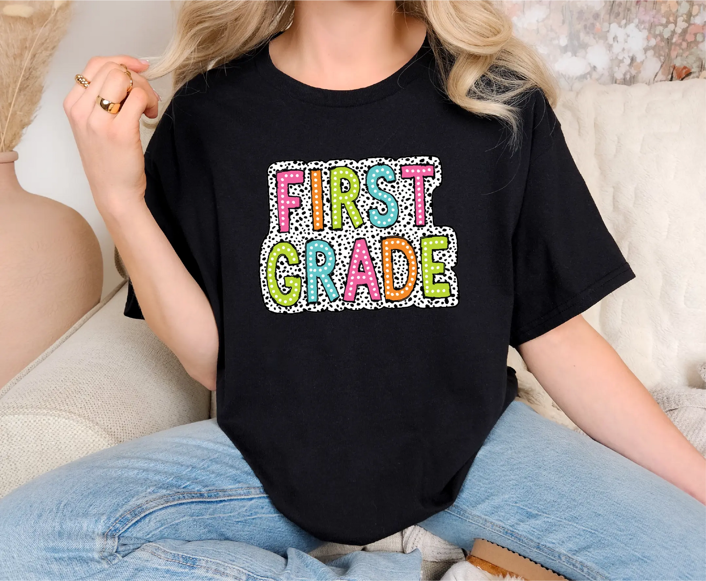 First Grade Teacher Dalmatian Comfort Colors T-Shirt