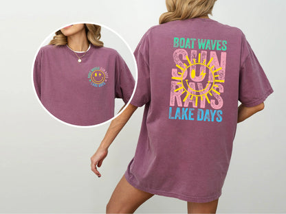 Boat Waves Sun Rays Lake Days Comfort Colors T-Shirt