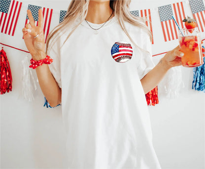 Baseball American Flag Comfort Colors T-Shirt