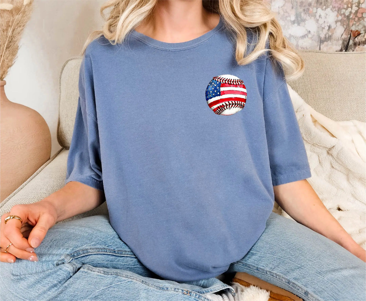 Baseball American Flag Comfort Colors T-Shirt