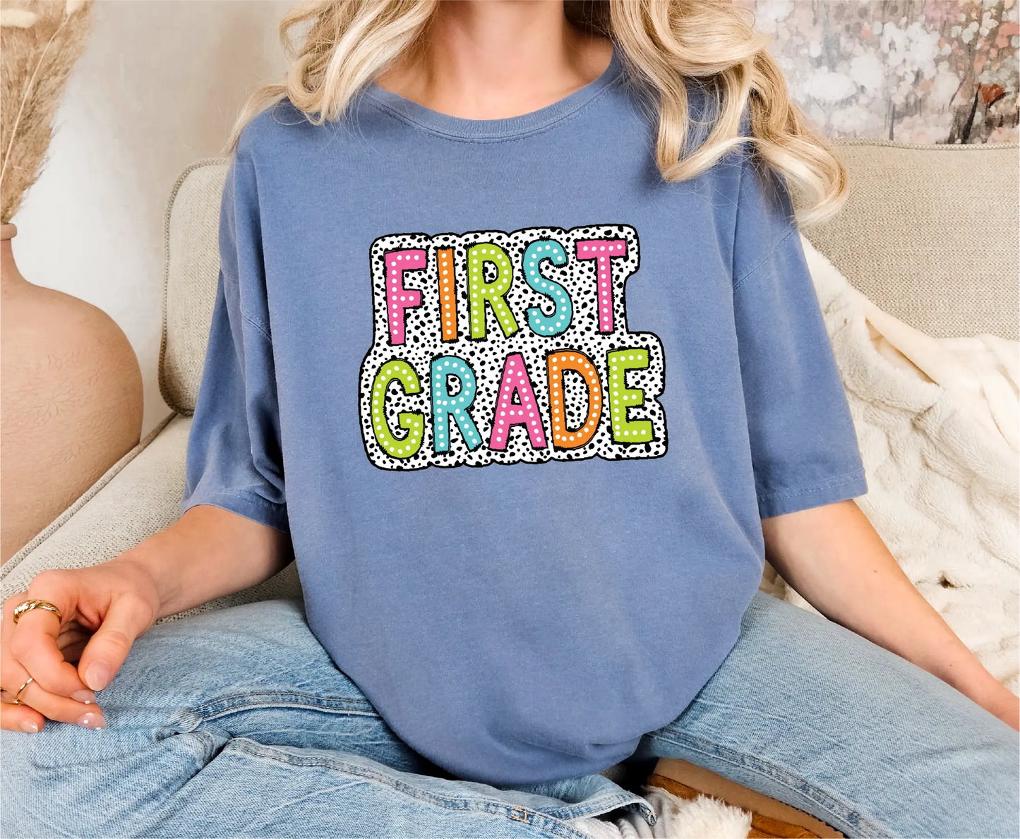 First Grade Teacher Dalmatian Comfort Colors T-Shirt