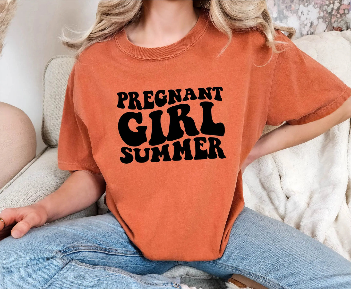 Pregnant Girl Summer Comfort Colors T-Shirt