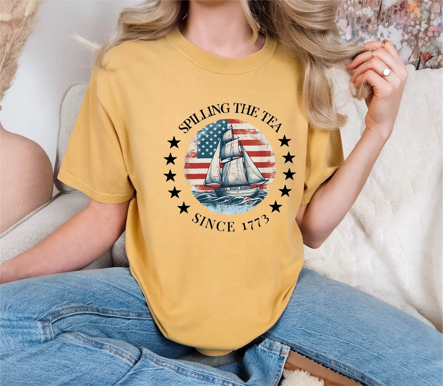 Spilling The Tea 4th of July Comfort Colors T-Shirt