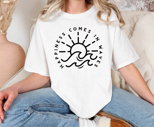 Happiness Comes In Waves Comfort Colors T-Shirt