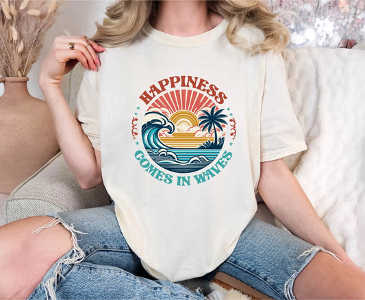 Happiness Comes In Waves Comfort Colors T-Shirt