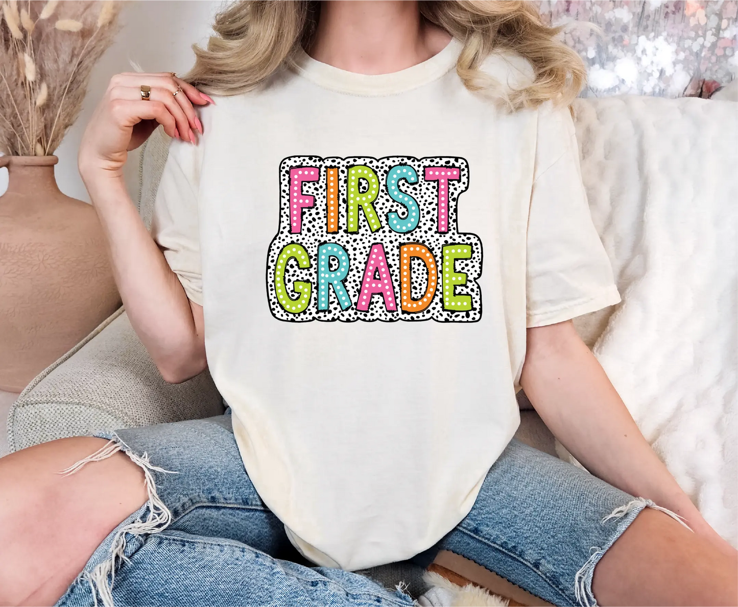 First Grade Teacher Dalmatian Comfort Colors T-Shirt