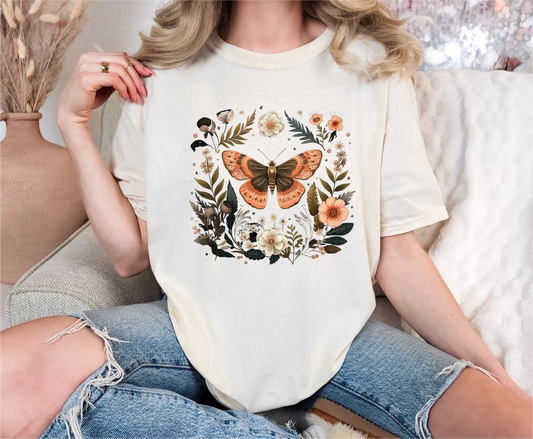 Floral Celestial Moth Comfort Colors T-Shirt