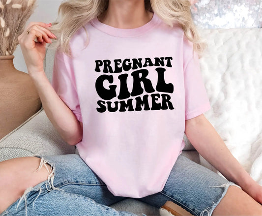 Pregnant Girl Summer Comfort Colors T-Shirt