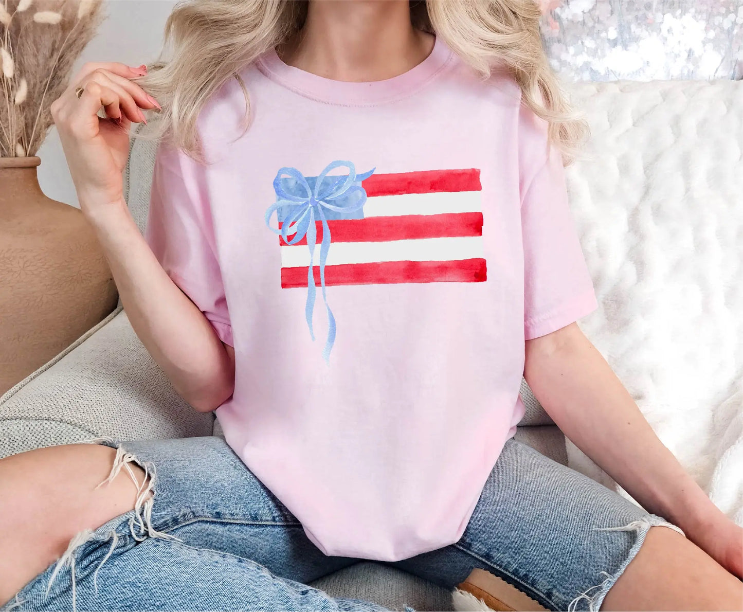 Watercolor American Flag Comfort Colors T-Shirt