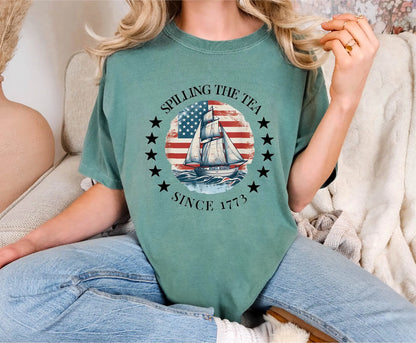 Spilling The Tea 4th of July Comfort Colors T-Shirt