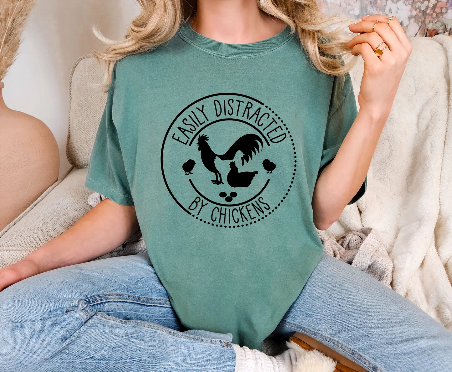 Easily Distracted By Chickens Comfort Colors T-Shirt