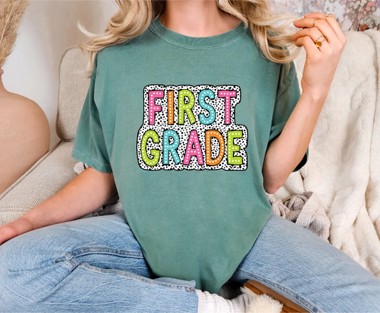 First Grade Teacher Dalmatian Comfort Colors T-Shirt