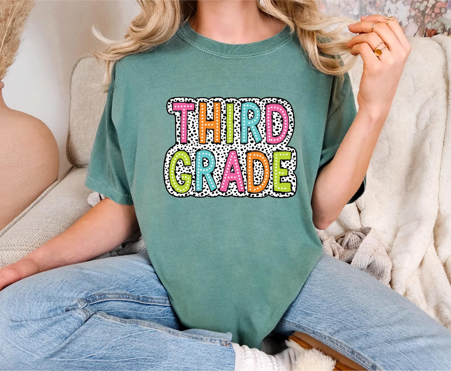 Third Grade Teacher Dalmatian Comfort Colors T-Shirt