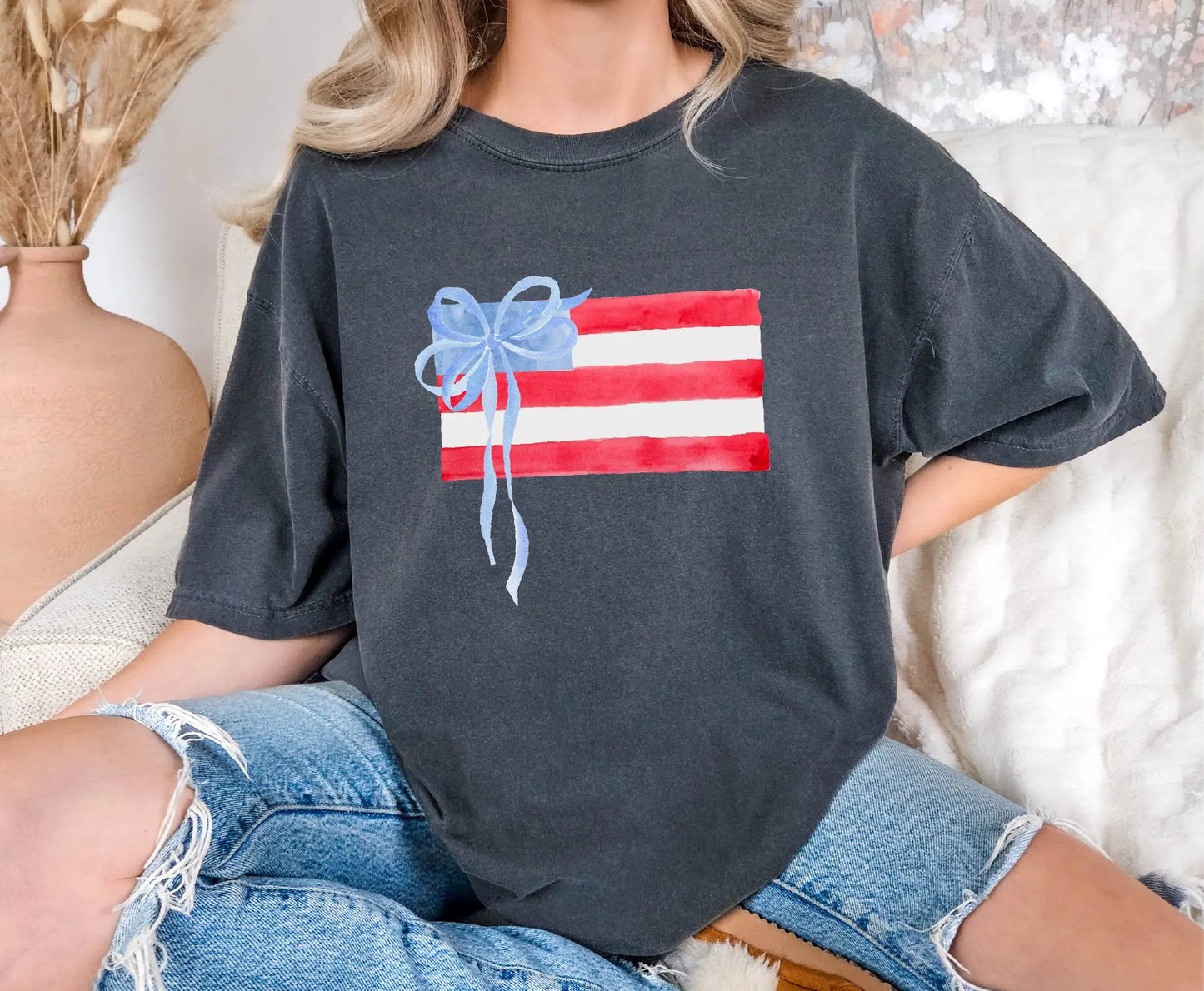 Watercolor American Flag Comfort Colors T-Shirt