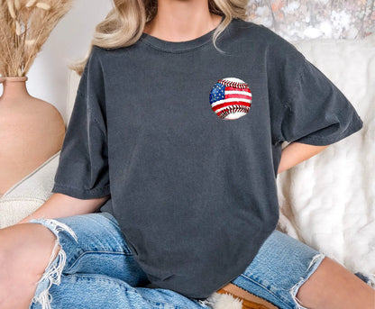Baseball American Flag Comfort Colors T-Shirt