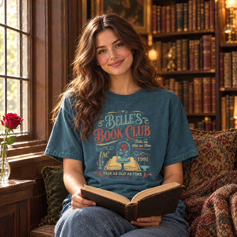 Belle's Book Club Shirt, Tale as Old as Time Bookish Comfort Colors Tee