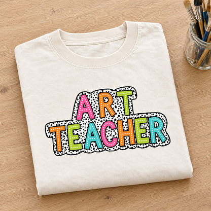 Art Teacher Comfort Colors tee in Ivory, neatly folded