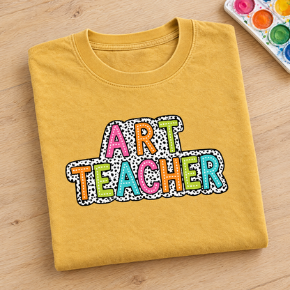 Art Teacher Comfort Colors tee in Mustard, neatly folded