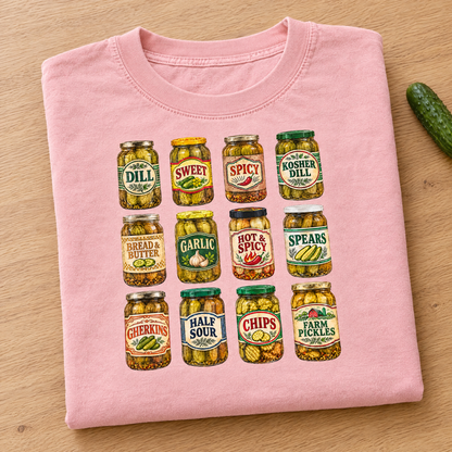 Pickle jar shirt in Blossom Comfort Colors, neatly folded