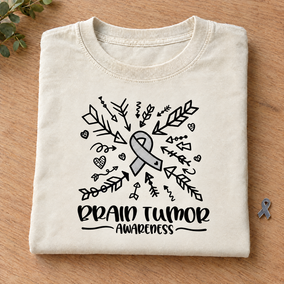 Brain Tumor Awareness shirt in Ivory Comfort Colors, neatly folded