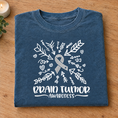Brain Tumor Awareness shirt in Blue Jean Comfort Colors, neatly folded
