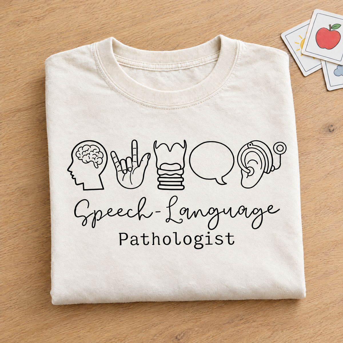 Speech Language Pathologist shirt in Ivory Comfort Colors, neatly folded