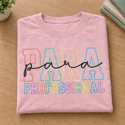 Paraprofessional shirt in Blossom Comfort Colors, neatly folded