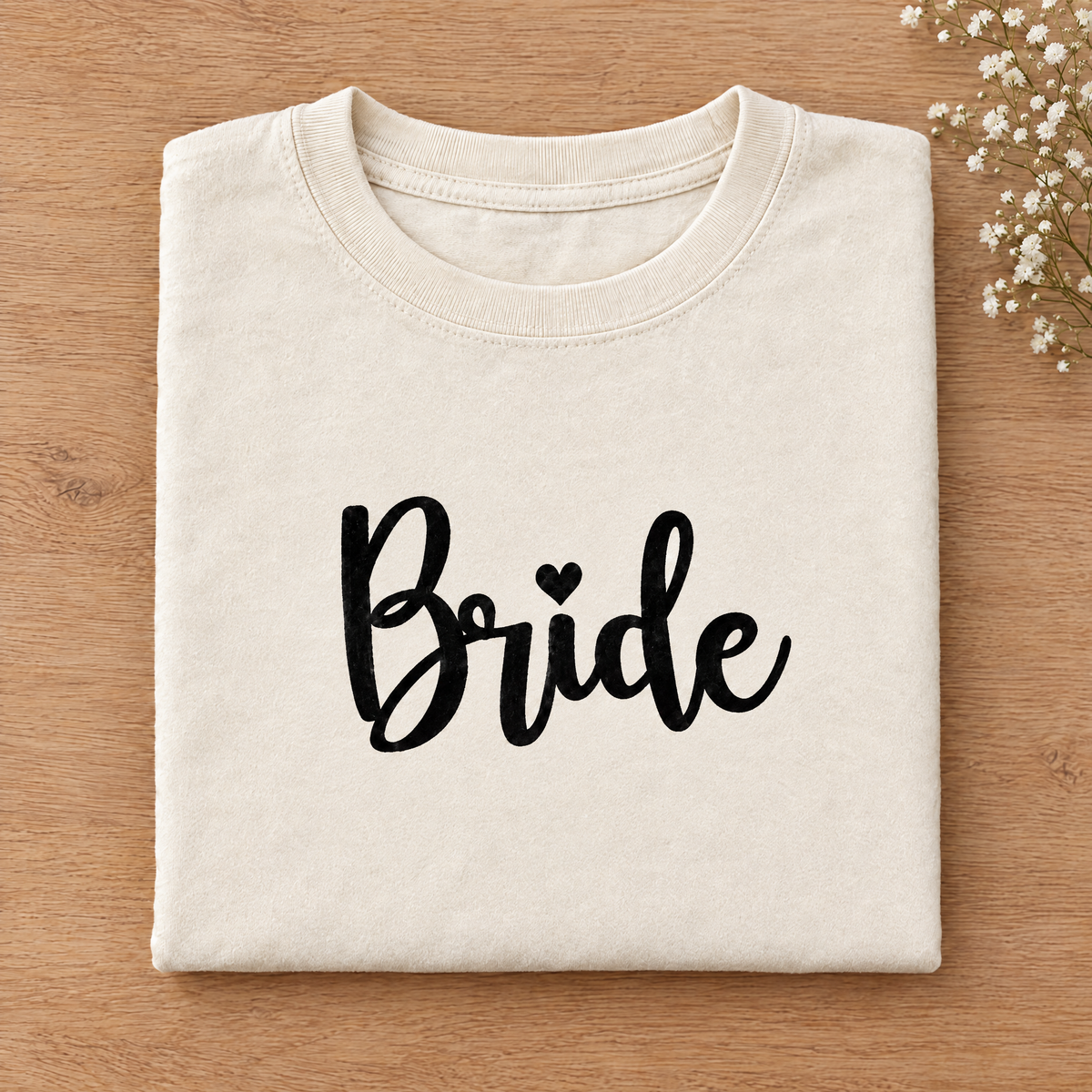 Bride shirt in Natural Ivory Comfort Colors neatly folded
