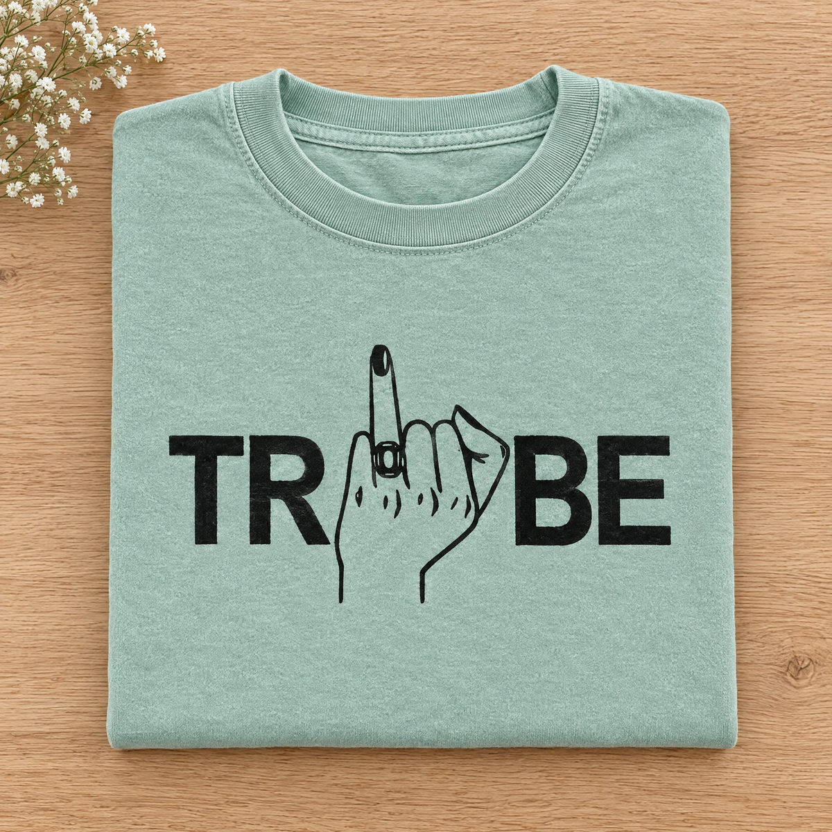 Tribe shirt in Seafoam Comfort Colors neatly folded