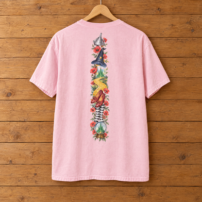 Back print of the Las Vegas Comfort Colors shirt in Blossom pink on a wooden hanger