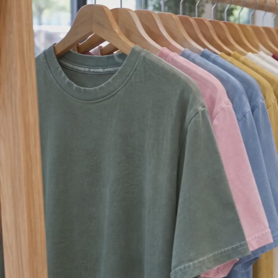 Harvest Season Comfort Colors shirt video: color rack and try-on by a woman and a man
