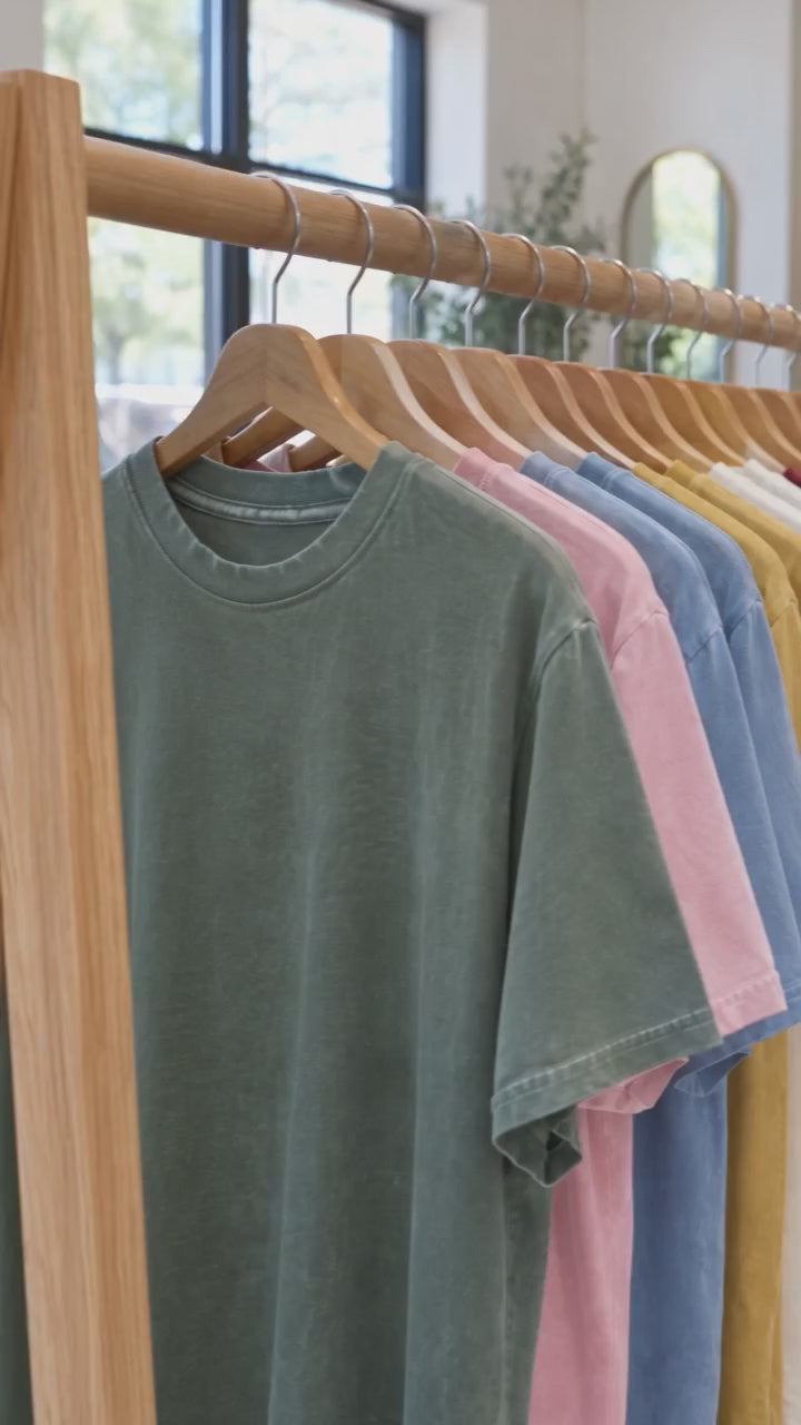Harvest Season Comfort Colors shirt video: color rack and try-on by a woman and a man