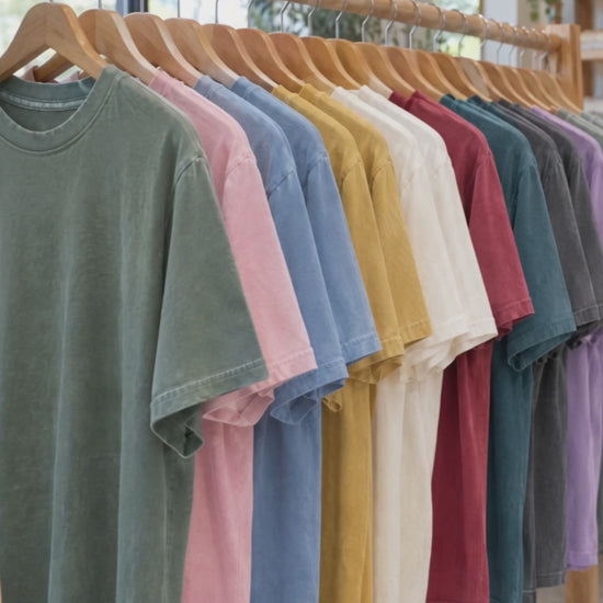 Maomao's Apothecary Comfort Colors shirt video: color rack and try-on by a woman and a man