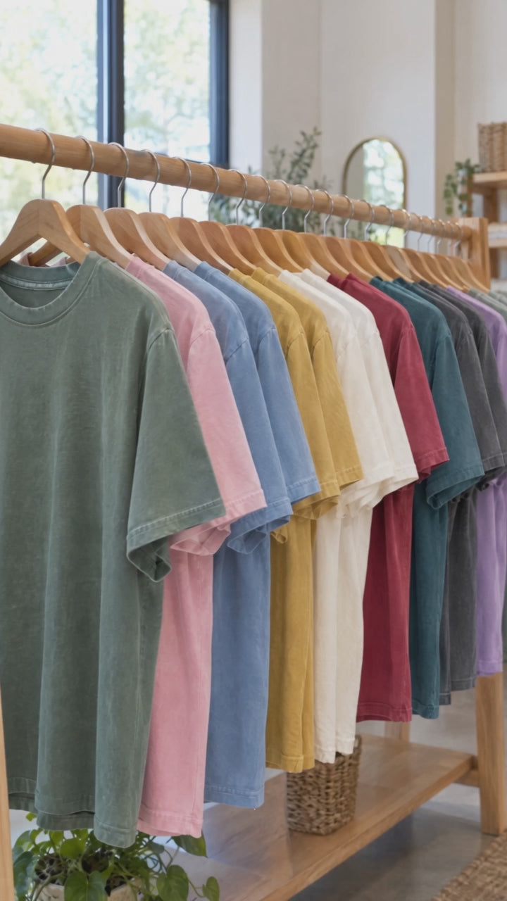 Maomao's Apothecary Comfort Colors shirt video: color rack and try-on by a woman and a man