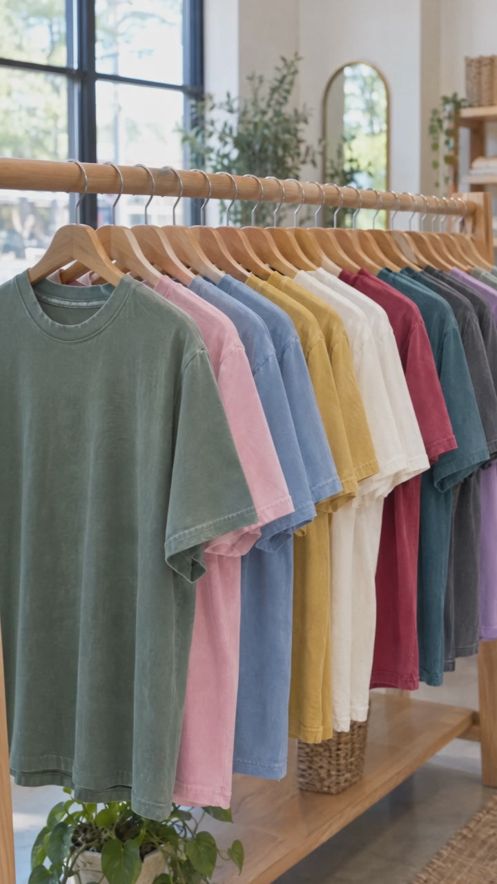Your Way's Better Comfort Colors shirt video: color rack, back print and front pocket try-on