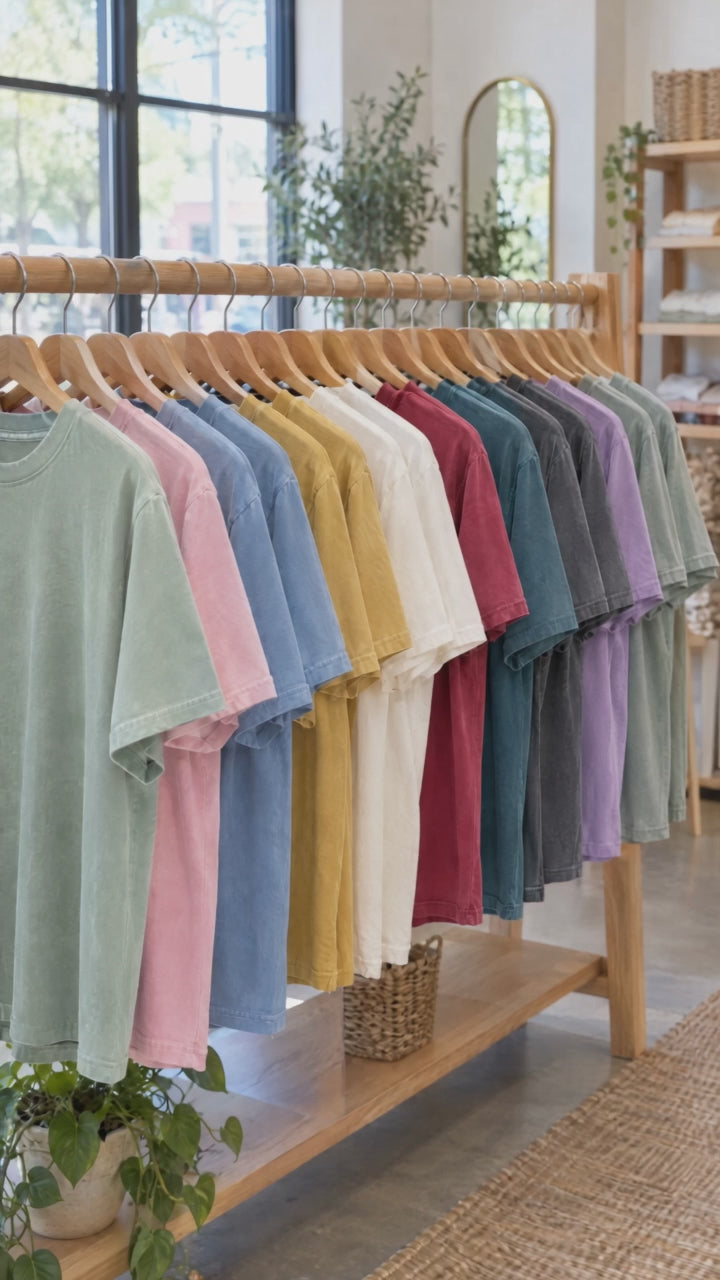 Silly Goose pregnancy Comfort Colors shirt video: color rack and try-on by two moms to be