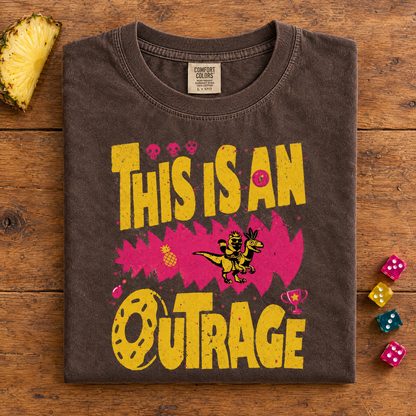 Fantasy reader tee in Espresso, folded with pineapple and dice